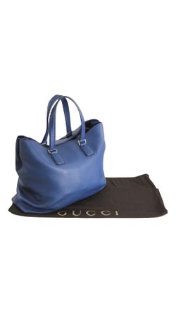 Gucci GG Blue Leather Big Tote Bag 