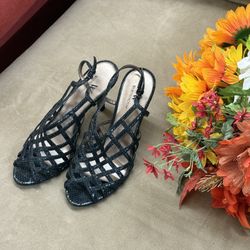 Women’s Black Open Toe Cage Heels