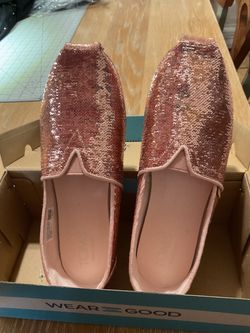 TOMS Pink Sequin Slip-On Shoes