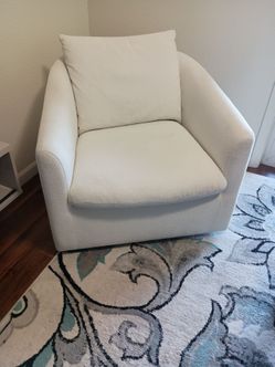 White Swivel Barrel Chair