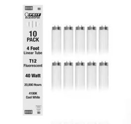 Feit Electric 40-Watt 4 ft. T12 G13 Linear Fluorescent Tube Light Bulb, Cool White 4100K (10-Pack)