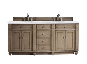 James Martin Vanities 157V72WW3AF Bristol 72 Double Vanity, Whitewashed Walnut W/ 3 Cm Arctic Fall Solid Surface Top - Whitewashed Walnut
