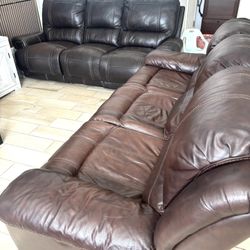 Recliner leather sofa