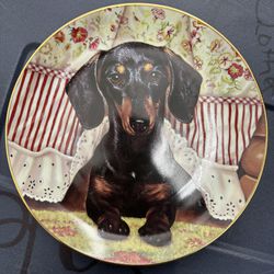 Art By Christopher Nick For Danbury Mint Limited Edition Collection Dachshunds China Plate “ Peek-A-Boo”