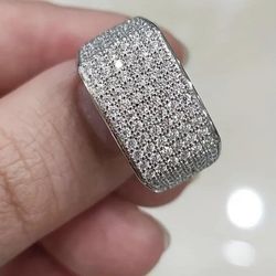 Exquisite Micro Pave 14K White Gold Plated Cubic Zirconia Men Women Ring