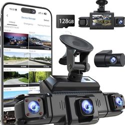 360 View 4 Channel Dash Cam Front and Rear Left Right Inside Camera for Cars, GPS and 5G Band WiFi,