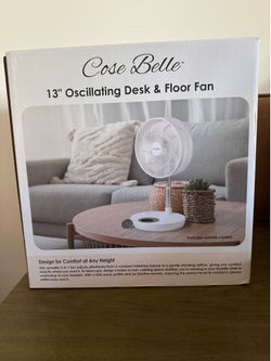 NIB! Cose Belle 13" Oscillating Desk & Floor Fan