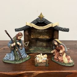 Thomas Kinkade Hawthorne Village Christmas Nativity Holy Family Night Set Creche