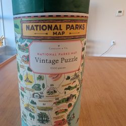 Cavallini and Co Vintage Puzzle - Nationals Parks Map 1000 pieces Jigsaw Puzzle