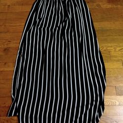 Black White Stripes Maxi Skirt