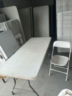 For Sale Used 6' Rectanglar White Plastic Folding Tables