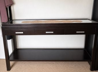 Solid Dark Brown Wood Entryway Console Table