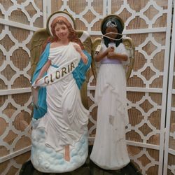 Vintage Christmas Nativity Angels Blow Molds  FLAWS