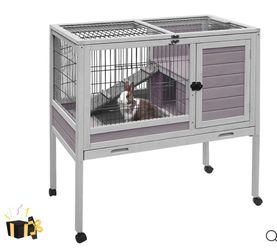 MEDEHOO Indoor Rabbit Hutch Outdoor Bunny House Wood Small Animal Cage for Hamster, Guinea Pig