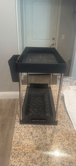 (2) Two-tier storage organizer with pullout bottom drawer