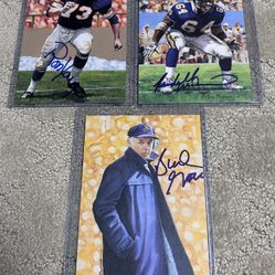 Lot Of 3 Autographed Minnesota Vikings Goal Line Art Cards