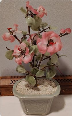 Jade glass flower bonsai tree