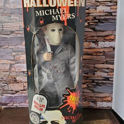 HALLOWEEN "TALKING" MICHAEL MYERS RIP HORROR COLLECTOR SERIES 1998. Sound still working 