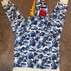 Bape - Blue ABC Camo Shark Half Zip Hoodie