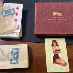 Old Pin Up Girl Playing Cards