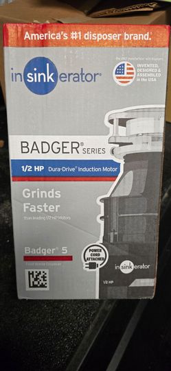 Garbage Disposal  Badger 5, 1/2 HP Continuous Feed Kitchen Garbage Disposal with Power Cord, Badger Series