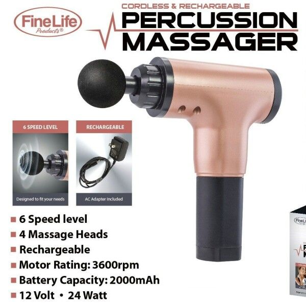 Fine life Products Deep Tissue Percussion Massager Rechargable Long lasting Battery Powerful Brand New