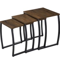 Nesting Tables, Vintage Side End Tables Living Room, Coffee Snack Table Set of 3 | Sehpa