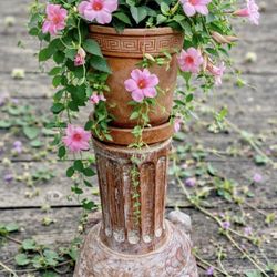 🪴 Architectural Style Wooden Pedestal / Column Stand – 15”