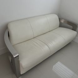 White Leather Sofa 