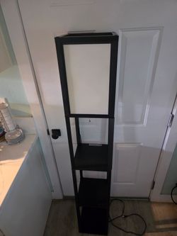 Tall Black Tower Shelf with Light