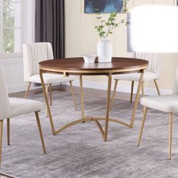 Dining Set with Gold Leg Chairs in colors of Black, Cream, Grey, or Navy.