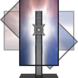 Single Monitor Stand Freestanding 27-43 Inch Monitor Arm Curved Screen Monitor Mount Tempered Glass Base Adjustable Motion Tilt -15° to 10° Swivel ±45