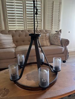 Kichler Barrington 5 -Light Distressed Black Seeded glass Metal Chandelier