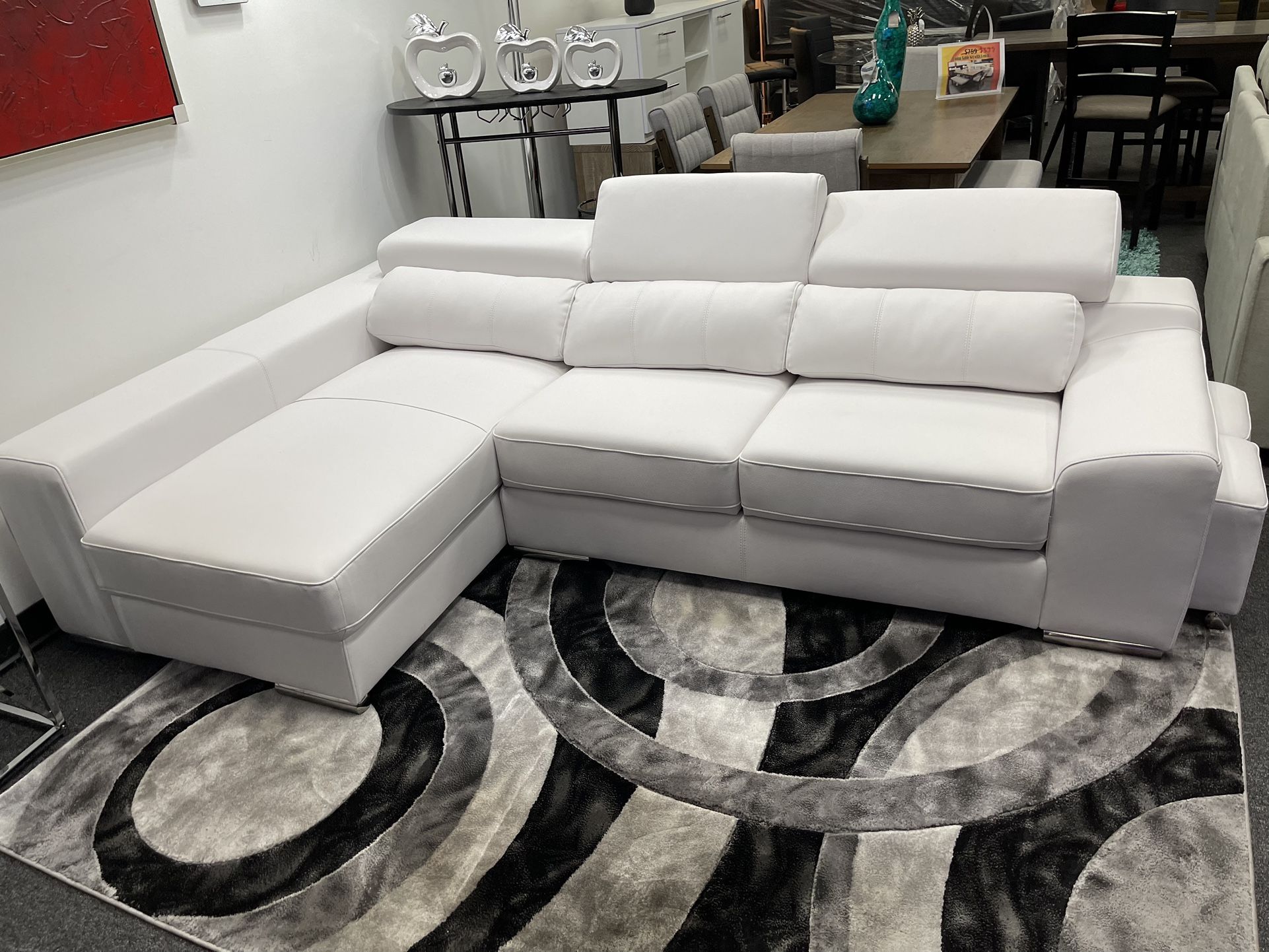 ‼️🛏️🛋️WHITE LEATHER MODERN SECTIONAL ON SALE🔥‼️