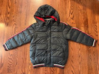 Diesel Puffer Jacket Boys Size 12 Large Hooded Winter Coat - Black and Red