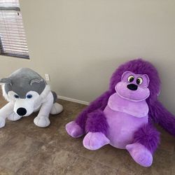 Giant Stuffed Animals. Monkey And A Wolf. 