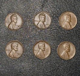 Lot 6 Coins: Wheat Penny’s 1951,52D,53D,53,56