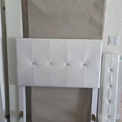 Twin Bed Frame – White Faux Leather Headboard & Footboard