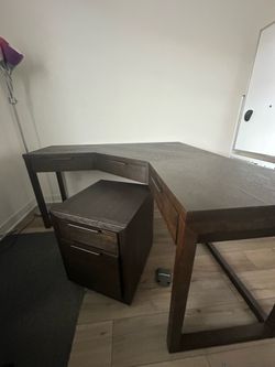Pierce Espresso 2- piece office set Computer desk L shaped , Rolling File cabinet