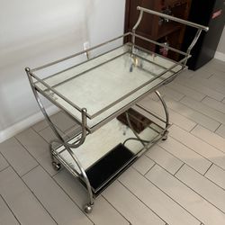 Glass Mirror Bar Cart
