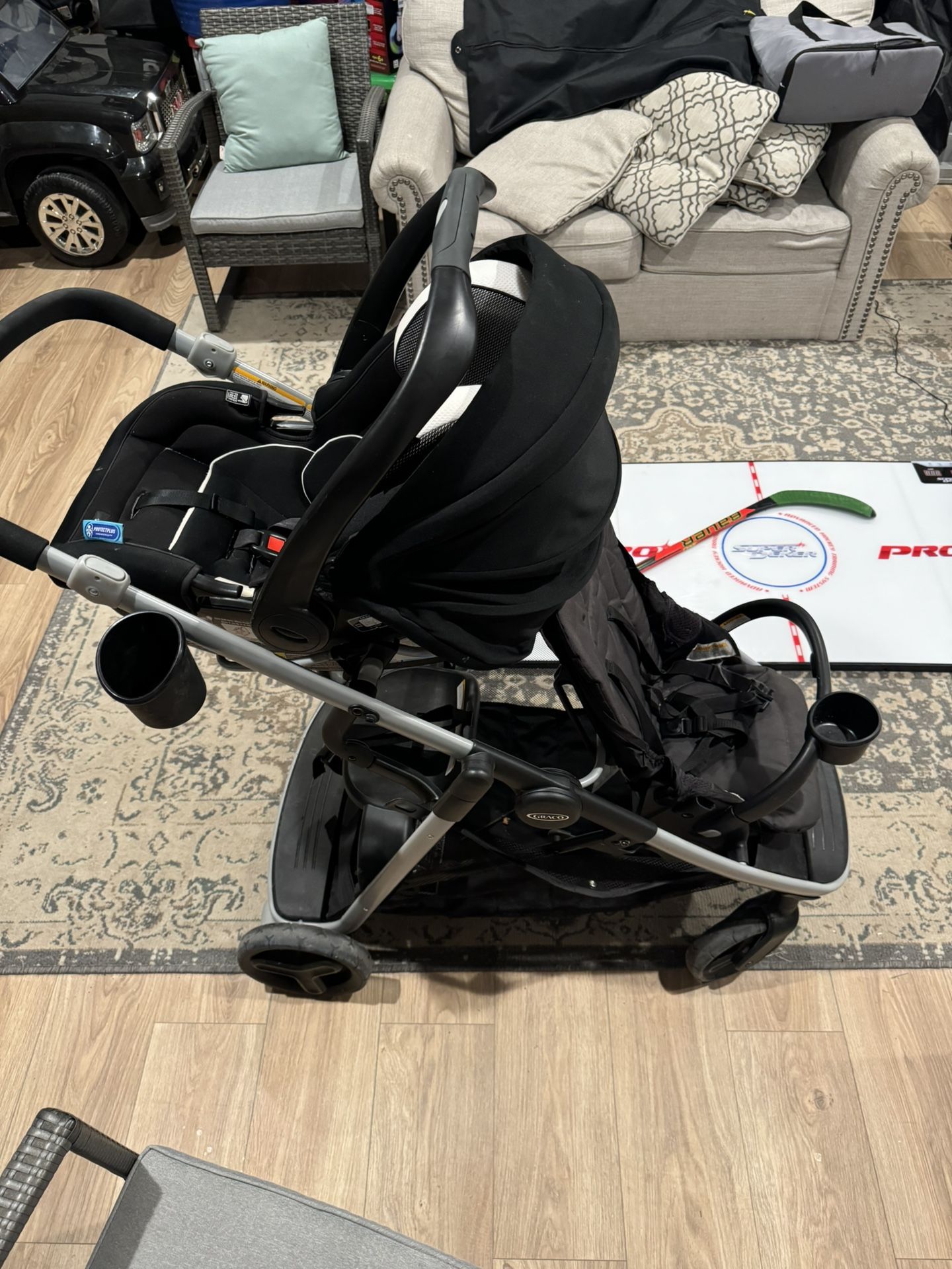 Graco Infant Car seat, Ready2Grow double Stroller And Base Combo