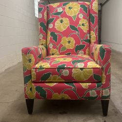 Pink Floral Wingback Chair