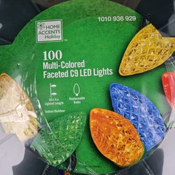 Christmas 100 LED Multi Colored Faceted C9 Lights Indoor/Outdoor NEW