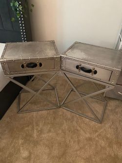 Industrial Aviation-Style Nightstands/End Tables - Pair