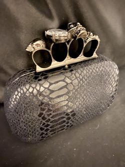 Crocodile embossed faux leather clutch/ shoulder bag