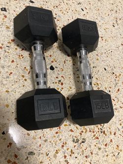 15Lb Coated Rubber Hex Dumbells