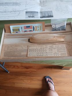 Vintage USS Constitution Wood Model Kit - Complete