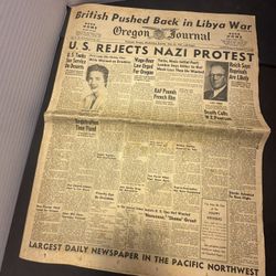 1941 Oregon Journal WWII Newspaper US Rejects Nazi Protest June 18 Portland