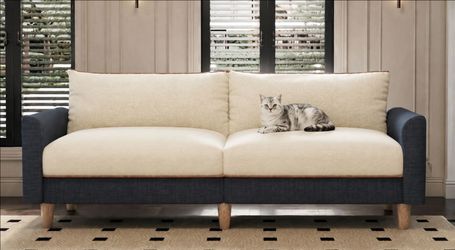 Brand New Modern 3-Seater Loveseat Sofa – Soft Fabric – Solid Wood Legs – Removable Covers – $280