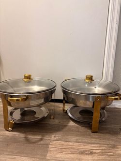 Round Stainless Steel Chafing Dishes Set of 2